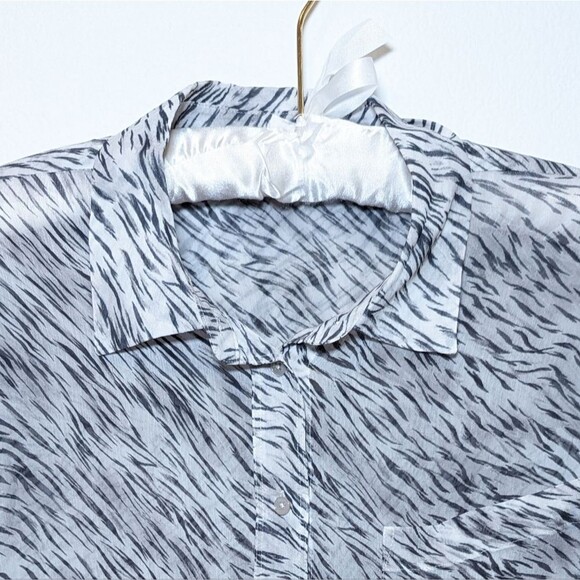 All Saints Bernie Zed Zebra Print Sheer Shirt - Picture 7 of 14